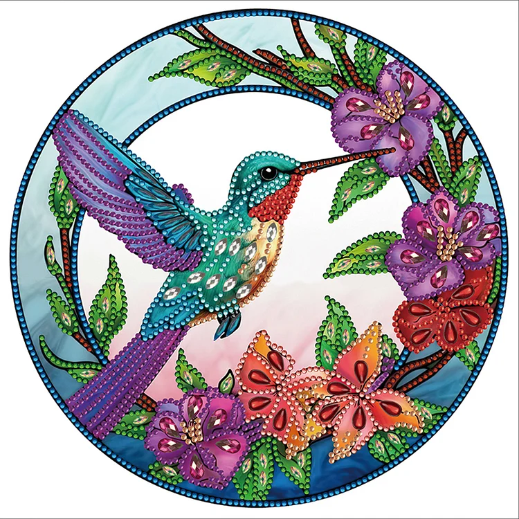 Hummingbird Glass Painting 30*30CM(Canvas) Special Shaped Drill Diamond Painting gbfke