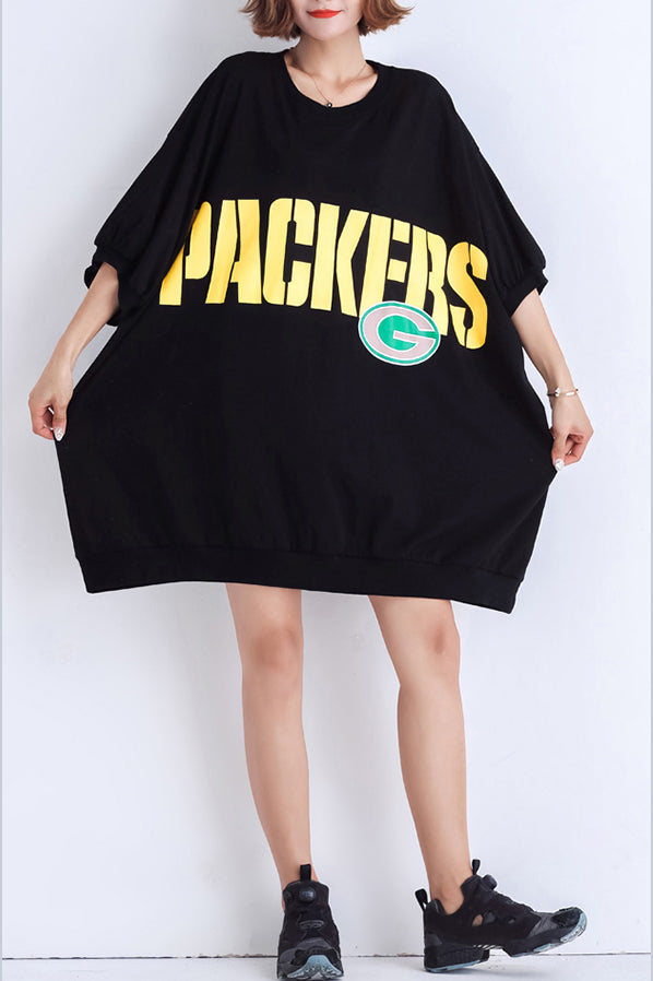 VCSHOES black cotton Blouse Outfits o neck Batwing Sleeve Midi Summer top