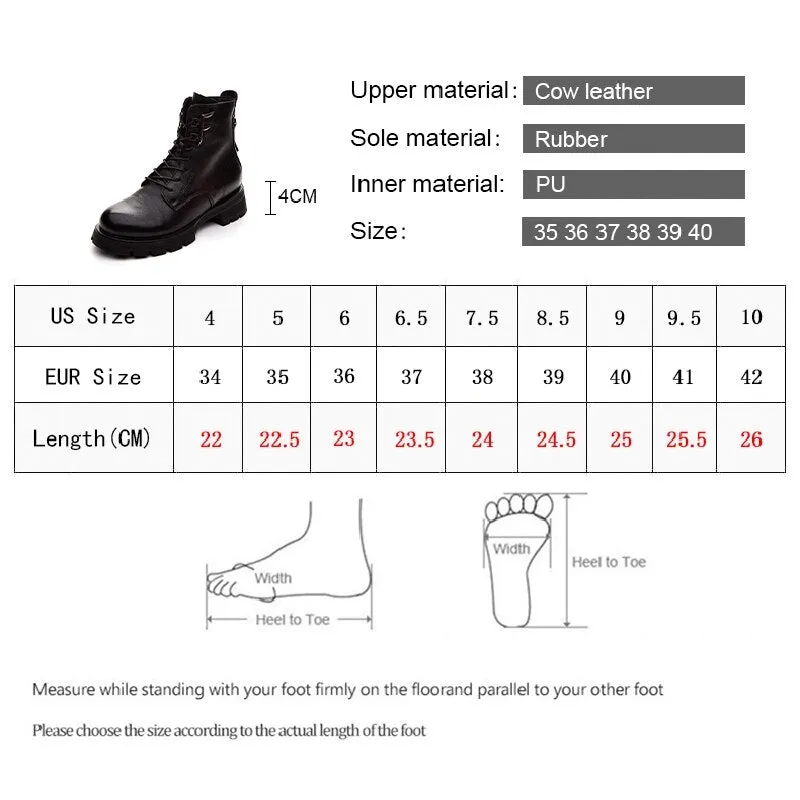Smile Circle Autumn Ankle Boots Women Platform Boots Cow Leather zipper Soft comfortable Ladies Short Motorcycle Boots