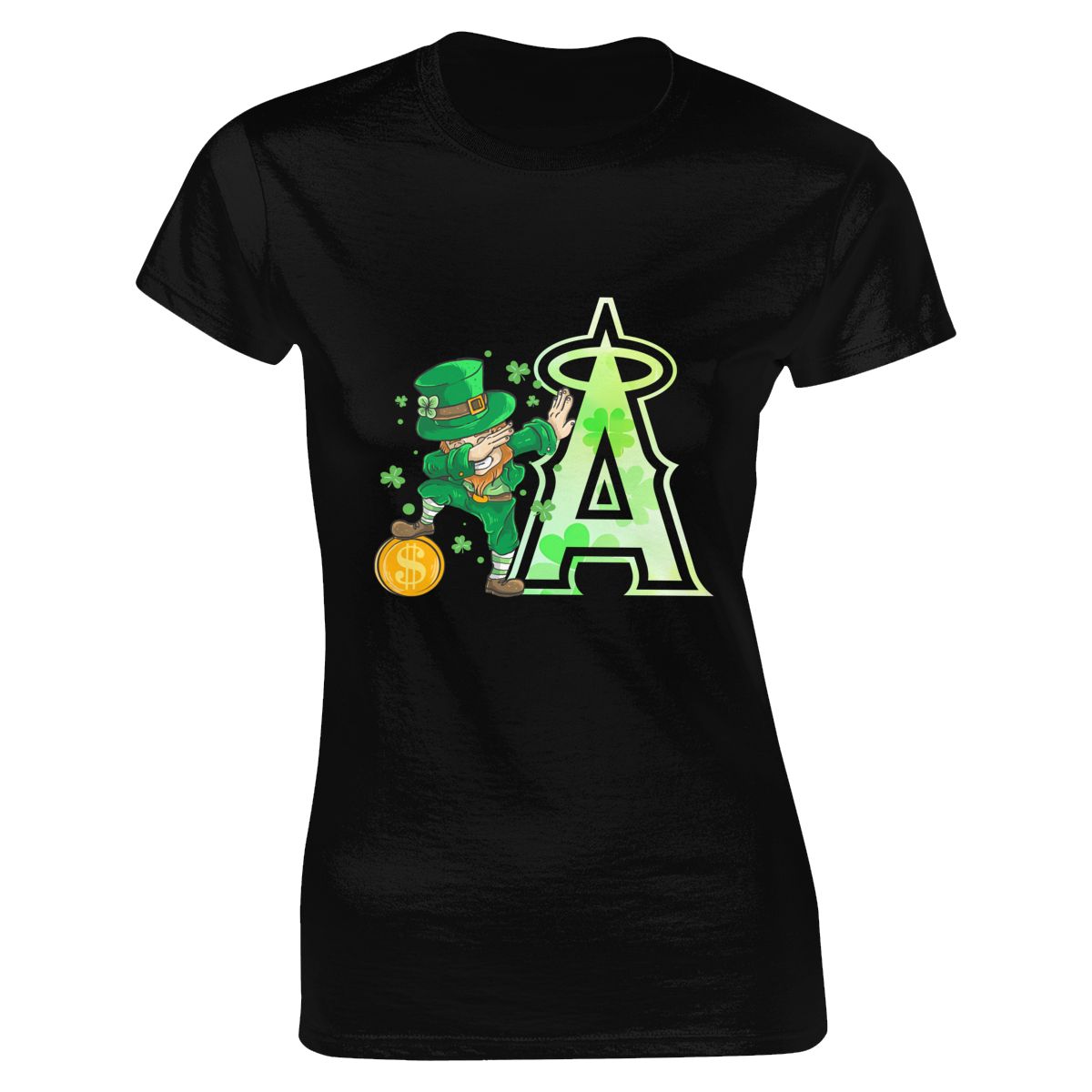 Los Angeles Angels St Patrick's Day Dabbing Leprechaun Women's Crewneck T-Shirt