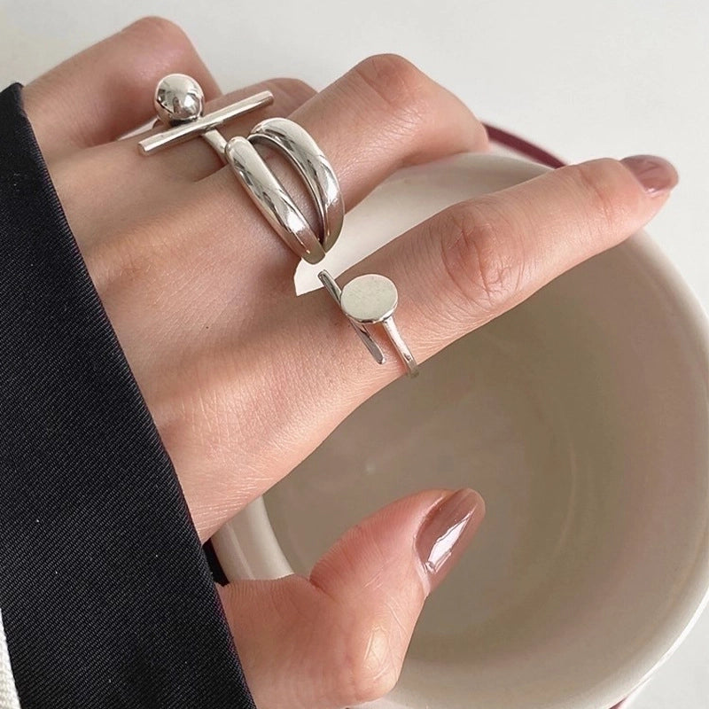 Minimalist Geometric Copper Silver Plated Rings