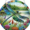 (US Only)Dragonfly Flower 2D Flat DIY Special Shape Diamond Art Sun Catcher Pendant