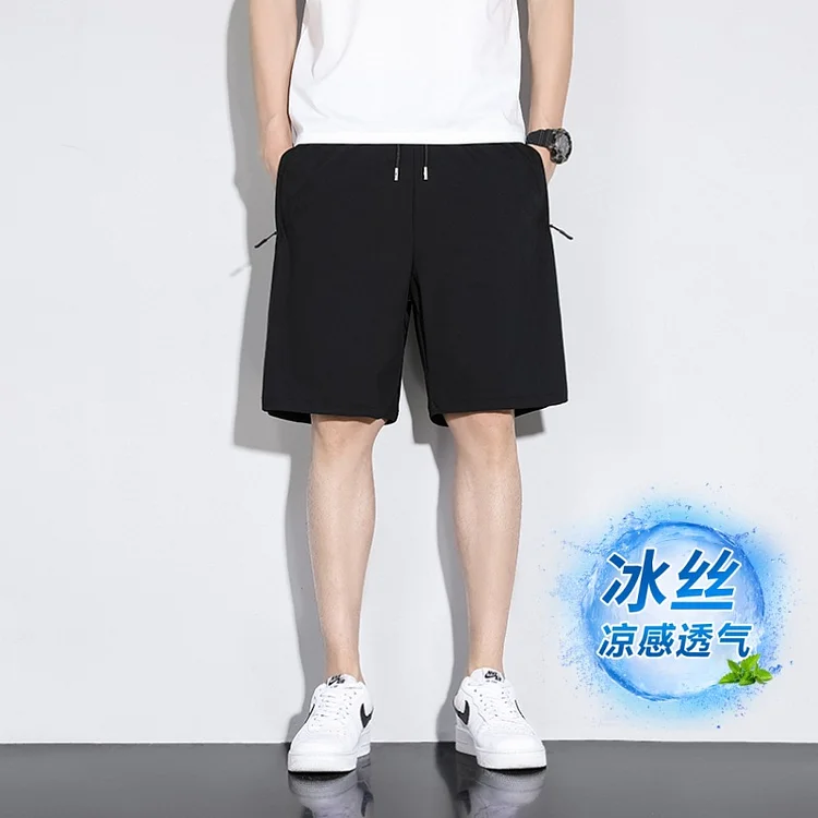 跨境供货夏季新款男士冰丝高弹速干短裤五分裤1件起订24小时发货