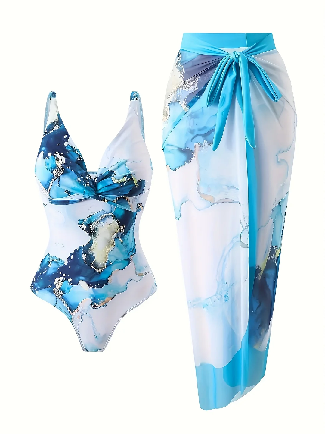European And American New Retro Printed Belly Covering Slimming One-Piece Two-Piece Swimsuit Swimsuit | IFYHOME