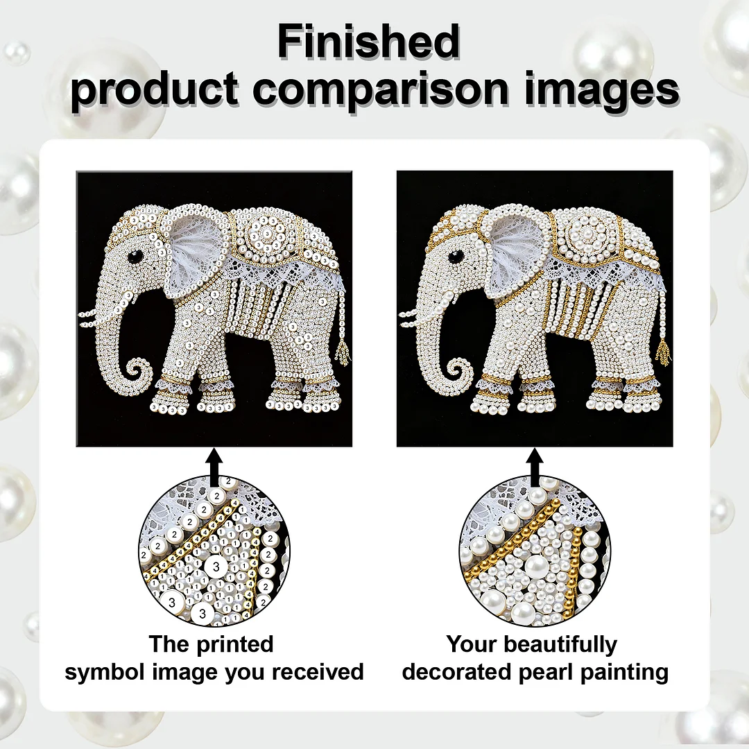 Elephant DIY Pearl Art Diamond Painting Kit for Adult Home Decor 25x25cm With Frame