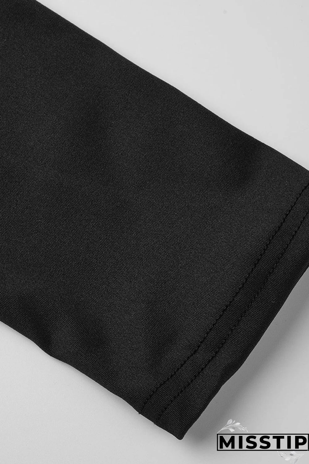 Black Casual Solid Patchwork Fold Asymmetrical V Neck Princess Plus Size Dresses