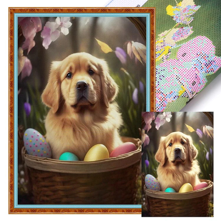 【Huacan Brand】Easter-Dog 11CT Stamped Cross Stitch 40*60CM