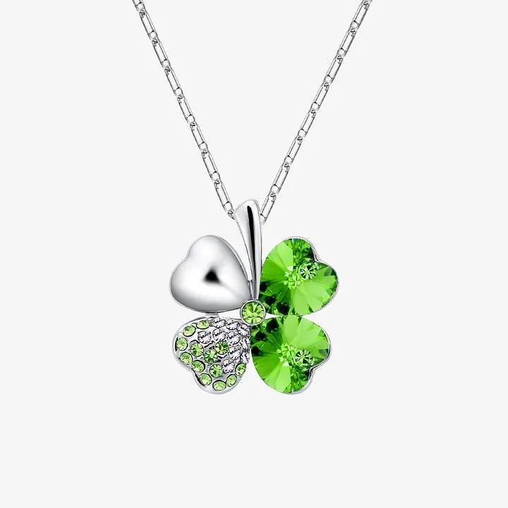 Irish By Blood American By Birth Patriot By Choice Four-Leaf Clover Crystal Necklace
