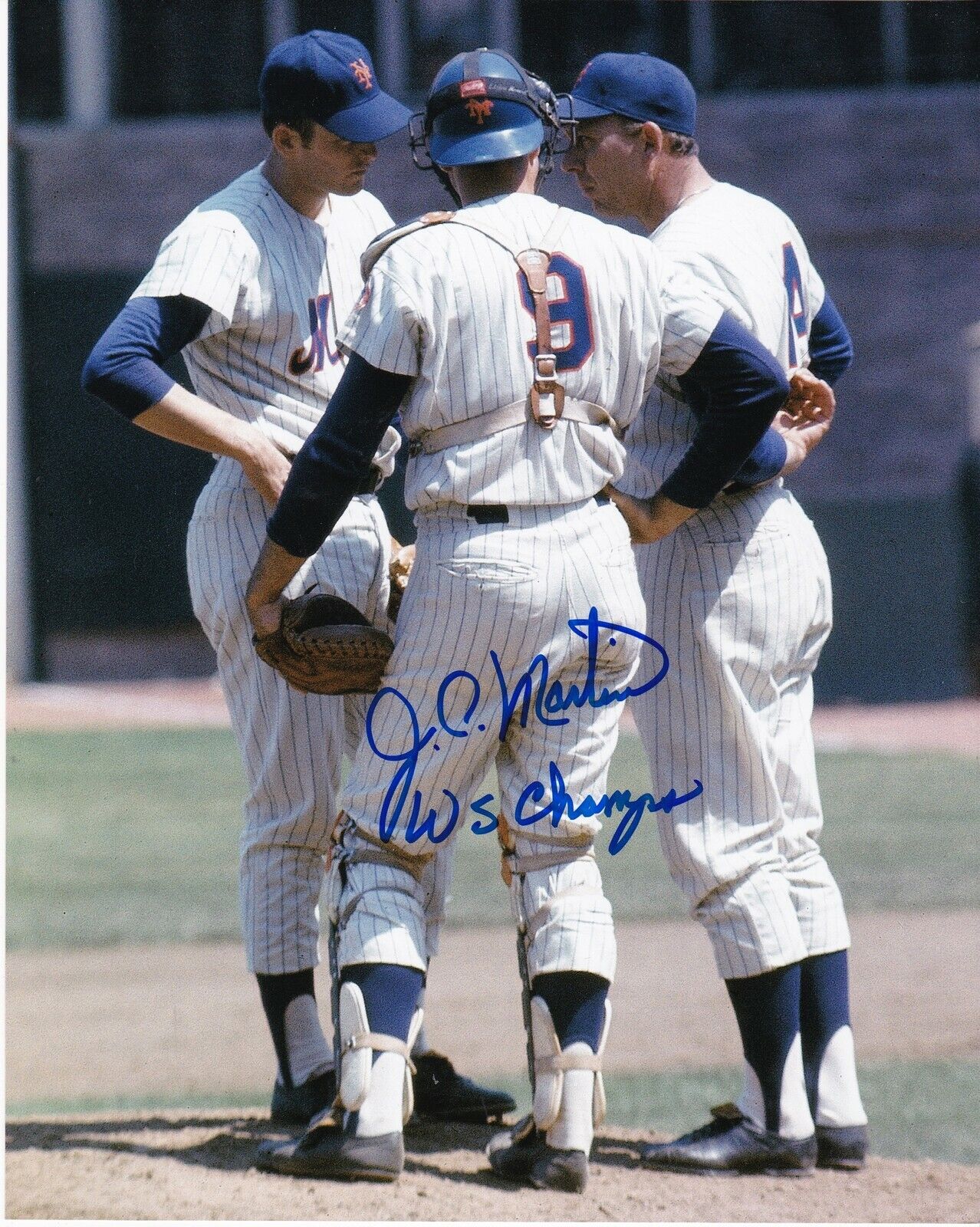 J.C. MARTIN NEW YORK METS 69 WS CHAMPS ACTION SIGNED 8x10