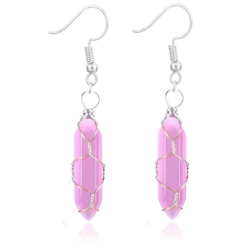 1 Pair Casual Minimalist Geometric Natural Stone Crystal Iron Drop Earrings