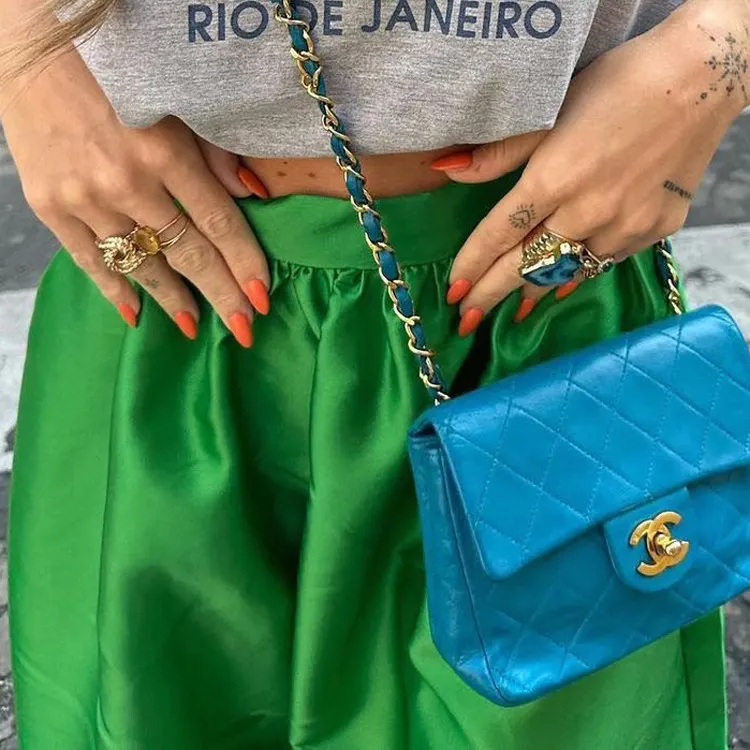 Churchf Churchf Women's Wear 2024 New Satin Green Skirt Skirt Female Summer Simple And Versatile High Waist Big Umbrella Skirt