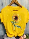 Sunflower Pattern Simple Short Sleeve T-Shirt