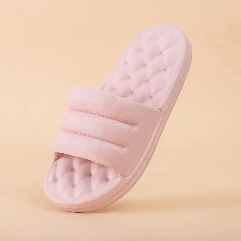 Soft Non-slip Home Slippers Men Women Summer Bathroom Bath Platform Shoes Mute EVA Sofa Flip Flops Thick Sole Slides Indoor