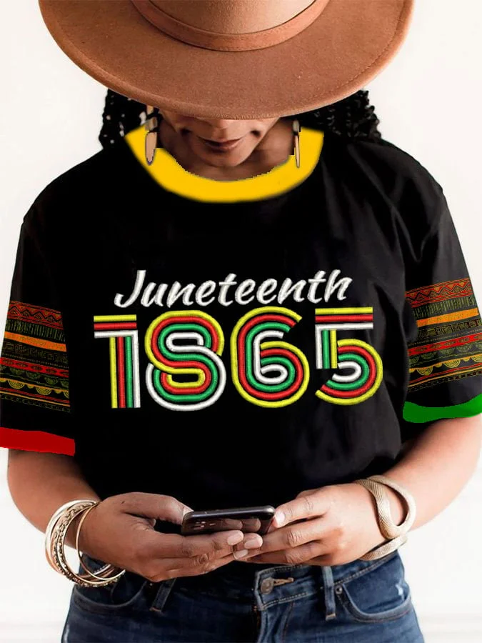 Women's Black Juneteenth Print T-shirt 