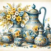 Blue And Yellow Porcelain-11CT Stamped Cross Stitch 40*40cm/15.75*15.75in