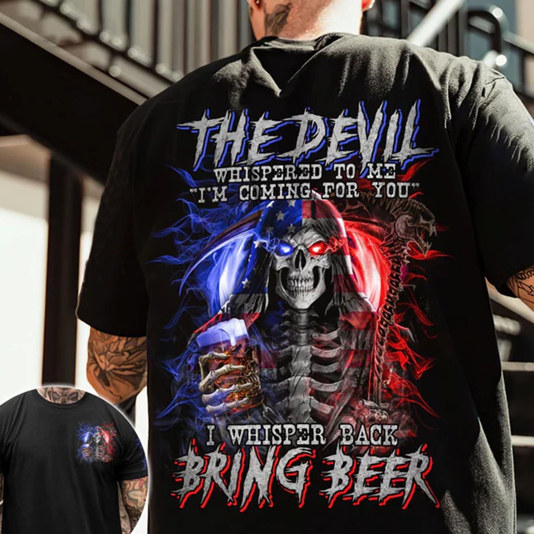 The Devil Whispered To Me Reaper Print Mens Short Sleeve T-Shirt