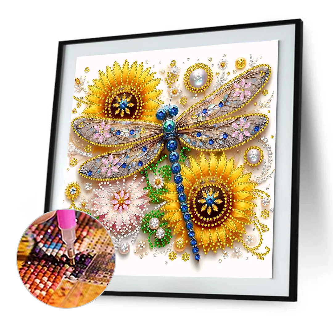 Dragonfly - Partial Special Shaped Drill Diamond Painting Kits (Canvas|30*30cm)