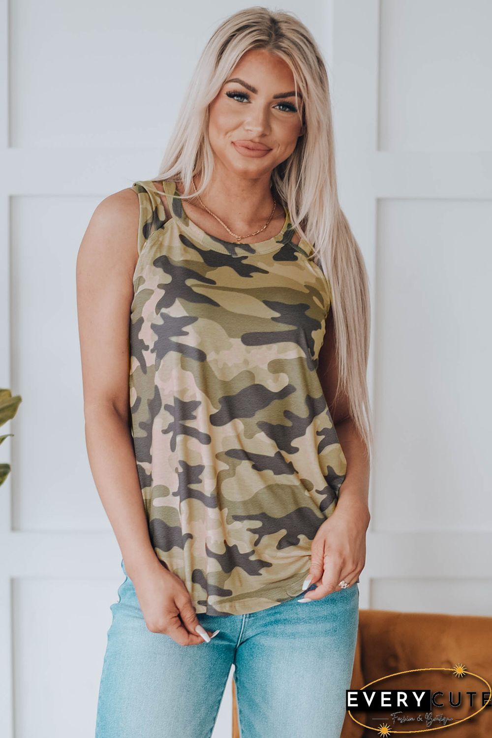 Blank Apparel - Camo Crisscross Shoulder Tank