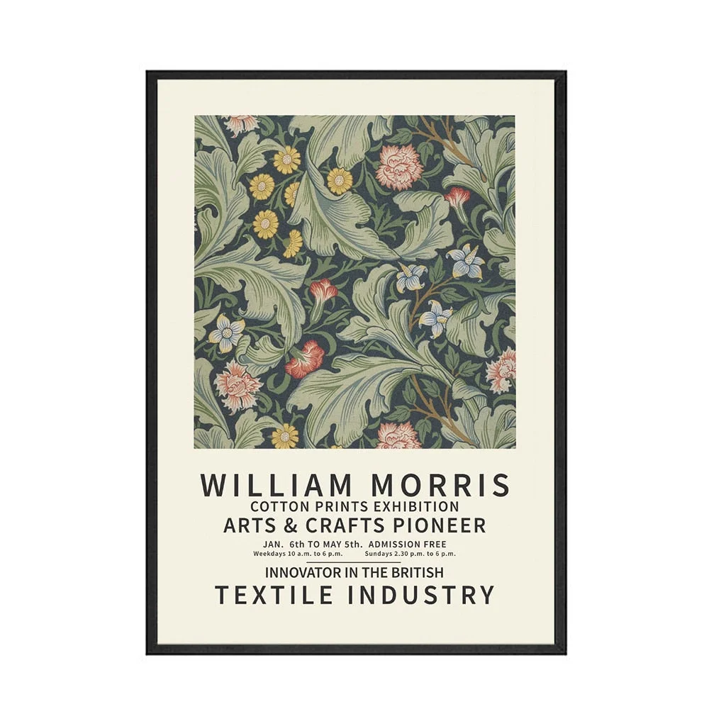 William Morris Posters and Prints Exhibition Poster Wall Art Flower and Birds Picture Canvas Painting for Room Home Decor