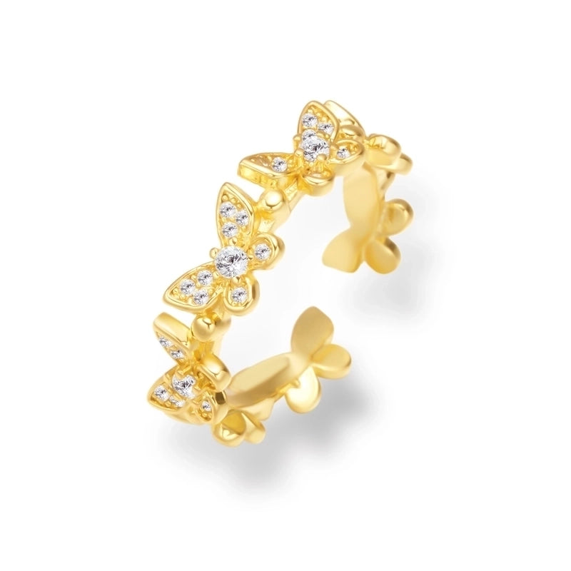 Copper Classic Style Commute Korean Style Inlay Butterfly Rhinestones Open Rings