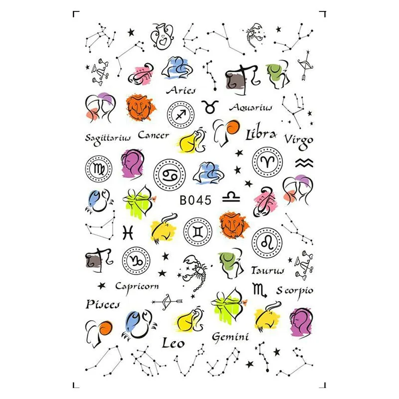New Arrival 1pc 3D Nail Sticker Constellation Design Multi-Style Retro Back-Adhesive DIY Nail Art Tips Manicure Decoration-Nail Inspo
