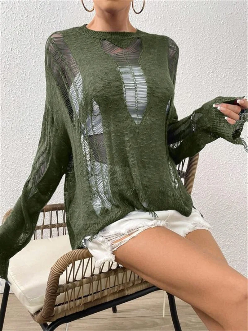 Athvotar Athvotar And Summer New Loose Hooks Hole Hollow Design Beggar Sweater