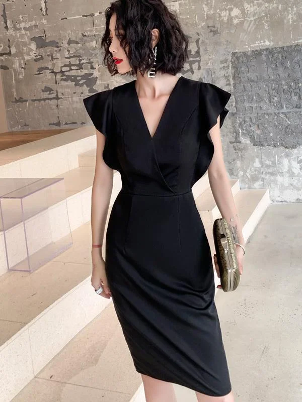 Elegant black evening party dress short dress