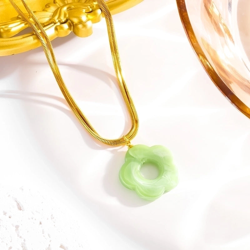 Vintage Style Minimalist Flower 304 Stainless Steel 18K Gold Plated Plating Pendant Necklace