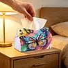 Diamond Art Painting Tissue Box Cover Wear Resist Decorative Paper Napkin Dispenser Multifunction Rhinestone PU Tissue Holder Kit for Adults Home Office Gift (Rainbow Butterfly)