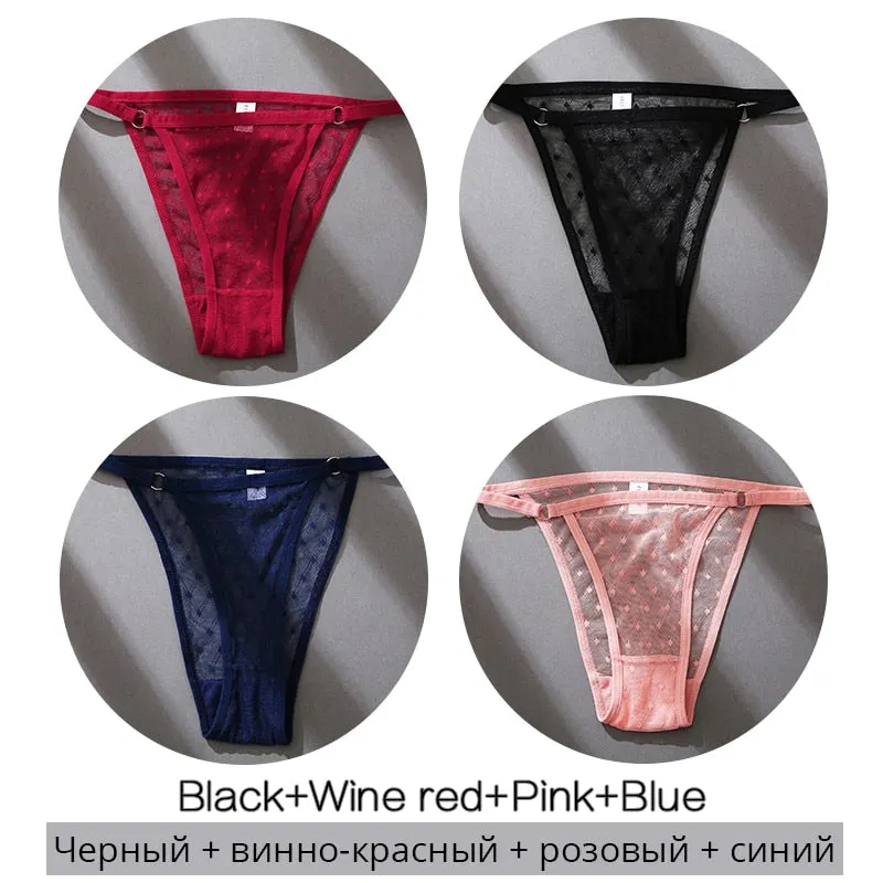 FINETOO M-2XL Sexy Panties Women Dot Lace Bikini Underpants Low Waist Lace Underwear Plus Size Panty Ladies Lingerie Girls Panty