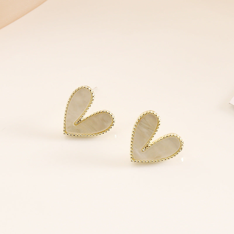2 Pieces Women Heart Alloy Electroplating Stud Earrings