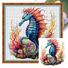 >SALE<Full Embroidery Eco-cotton Thread 14CT Printed Sea Horse Cross Stitch Kit40x40cm