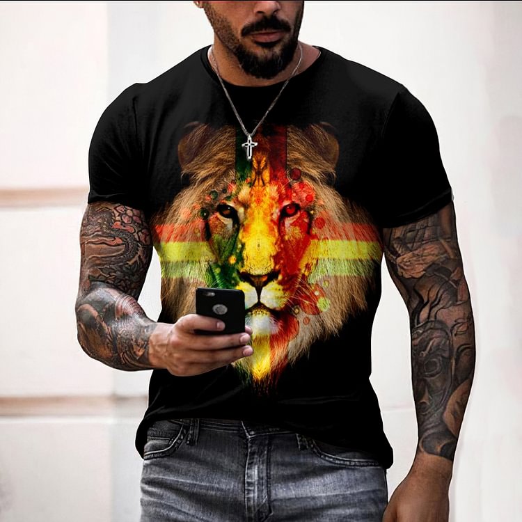 BrosWear Juneteenth Rasta Lion Short Sleeve T-Shirt