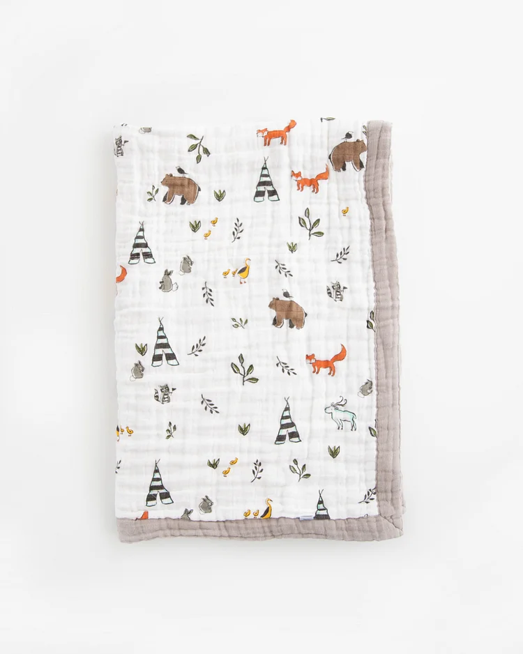 Cotton Muslin Baby Quilt - Forest Friends