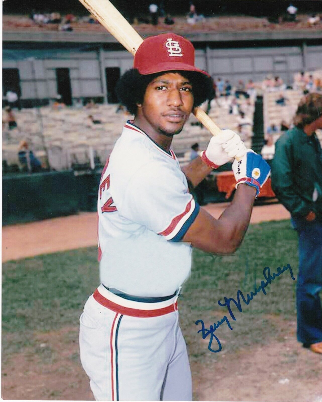 JERRY MUMPHREY ST. LOUIS CARDINALS ACTION SIGNED 8x10