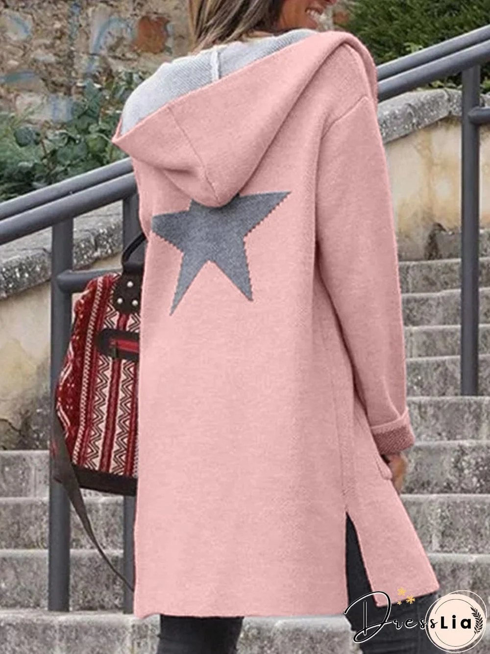 White Plain Long Sleeve Hoodie Fleece Coat