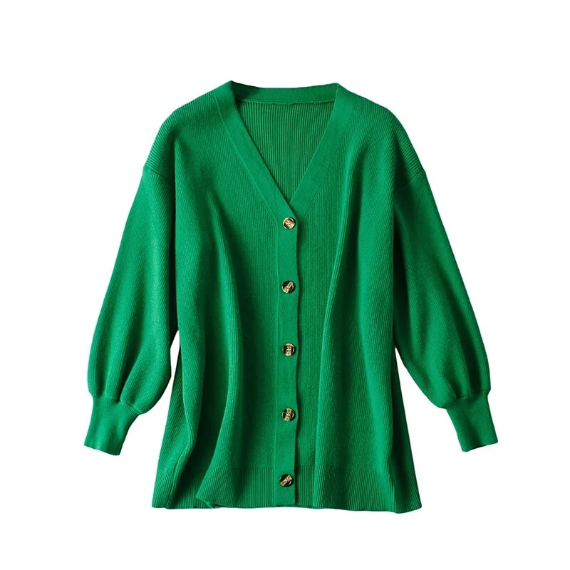 Tangada Women Oversized Thick Loose Knitted Cardigan Sweater Vintage Long Sleeve Button-up Female Outerwear Chic Tops AI01