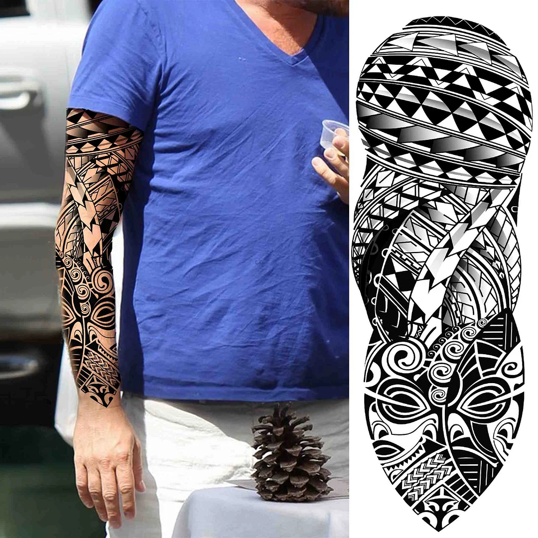 Sexy Wolf Full Flower Arm Temporary Tattoo Stickers For Men Body Art Sleeve Tattoo Decals Girl Women Waterproof Tatoo Fox Legs