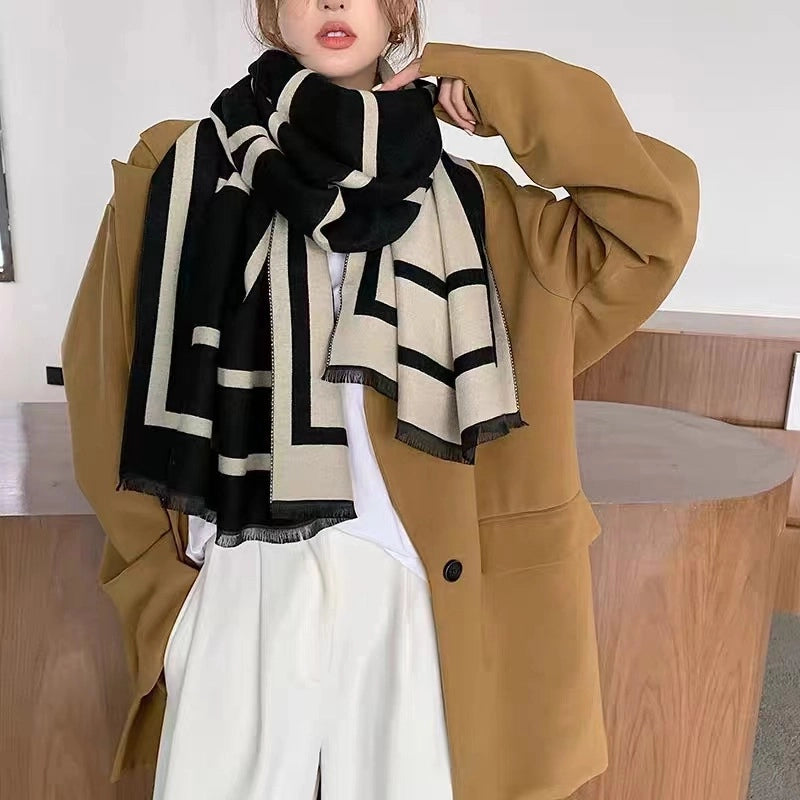 Factory Straight Hair OM Explosions Double-sided Thickened Warm Cashmere Scarf Women’s Autumn And Winter Office Air Conditioning Shawl Wai