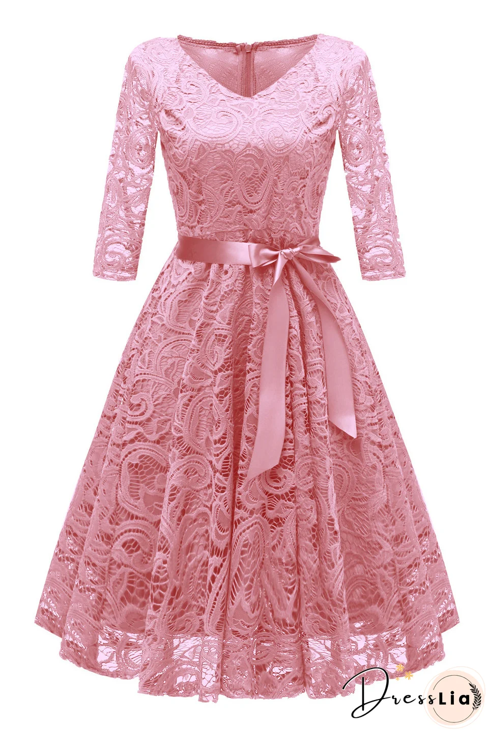 Elegant Dark Navy Lace A-Line Cocktail Party Dress