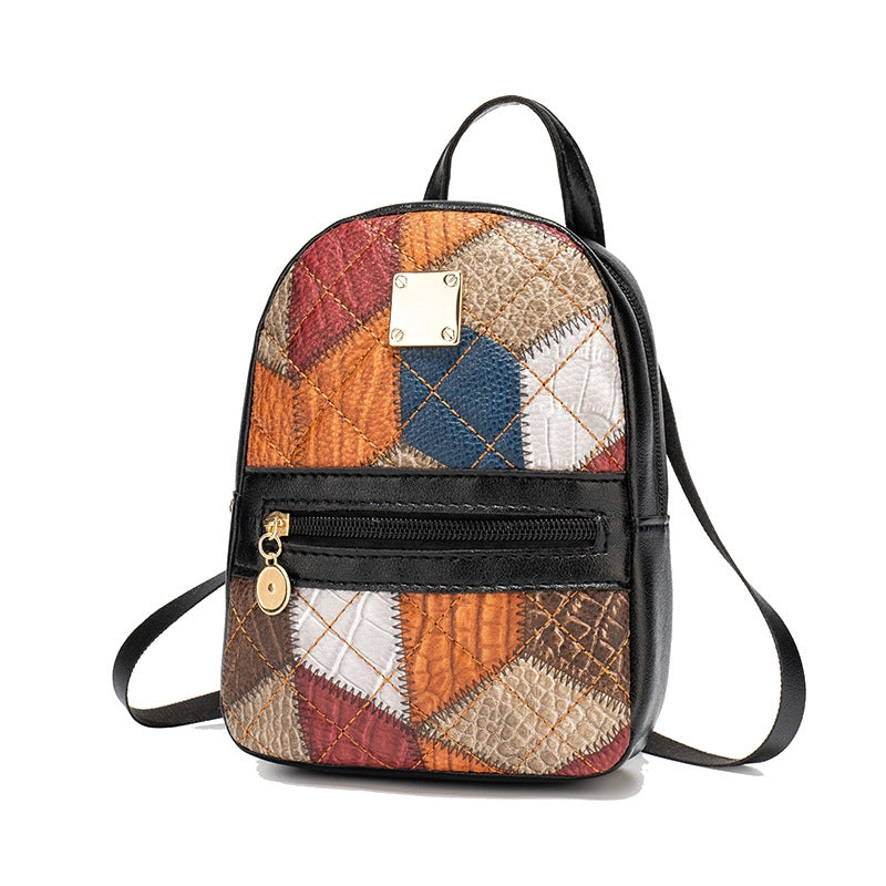 Geometric Color Block School Daily Shopping Women’s Backpack