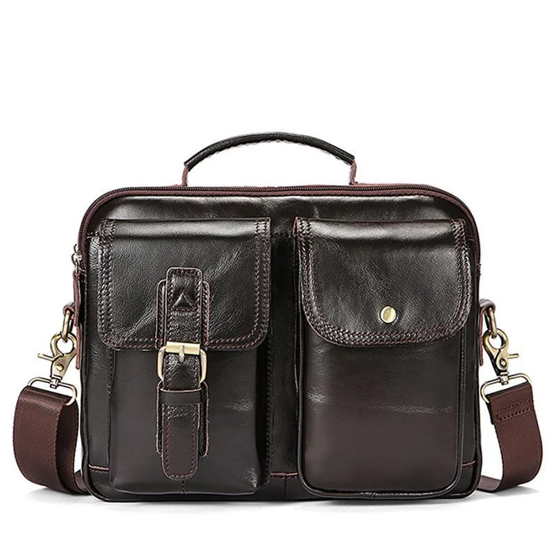 Vintage Men's Leather Crocodile Pattern Design Crossbody Bag Handbag