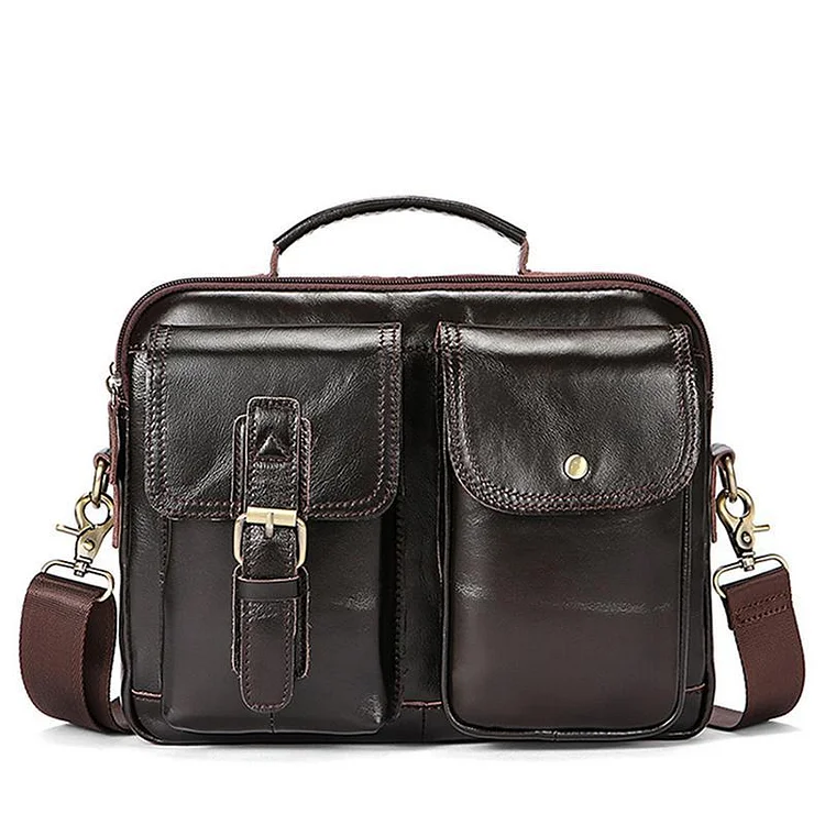 Vintage Men's Leather Crocodile Pattern Design Crossbody Bag Handbag