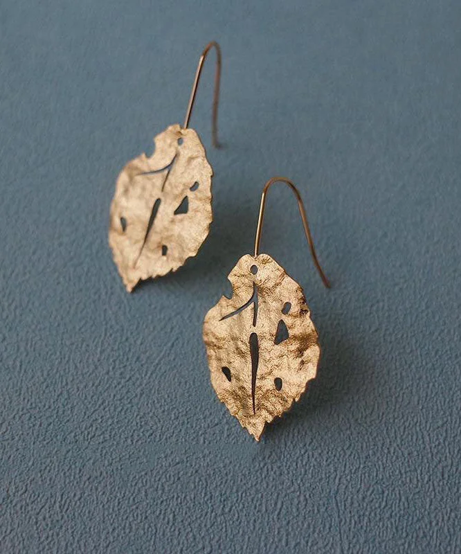 Sexy Khaki Copper Overgild Maple Leaf Drop Earrings
