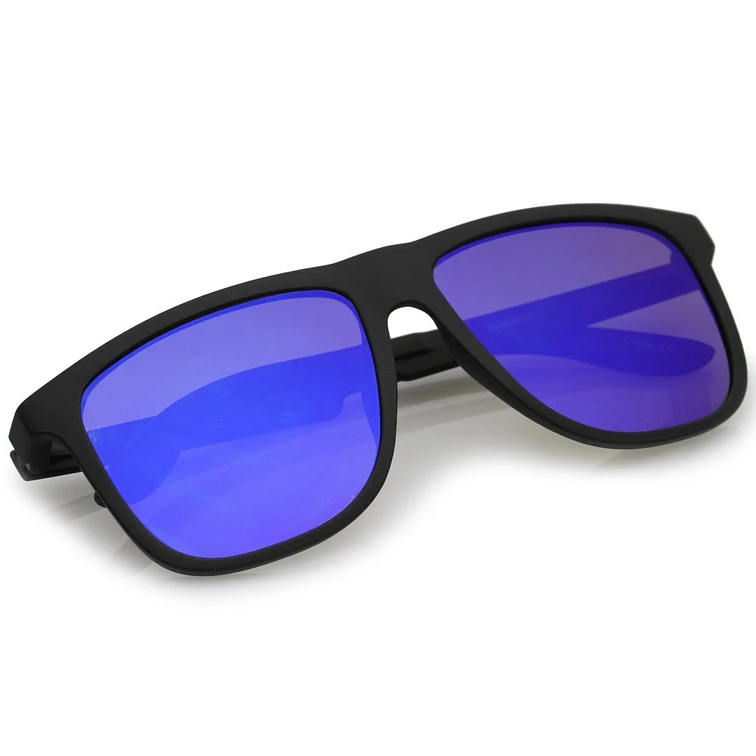 Lifestyle Rubberized Matte Flat Top Colored Mirror Square glasses 55mm