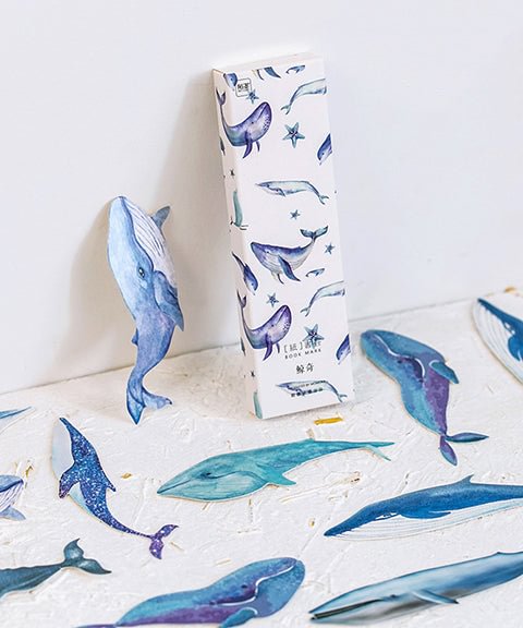 30 Sheets Whale Style Paper Bookmarks-Himinee.com