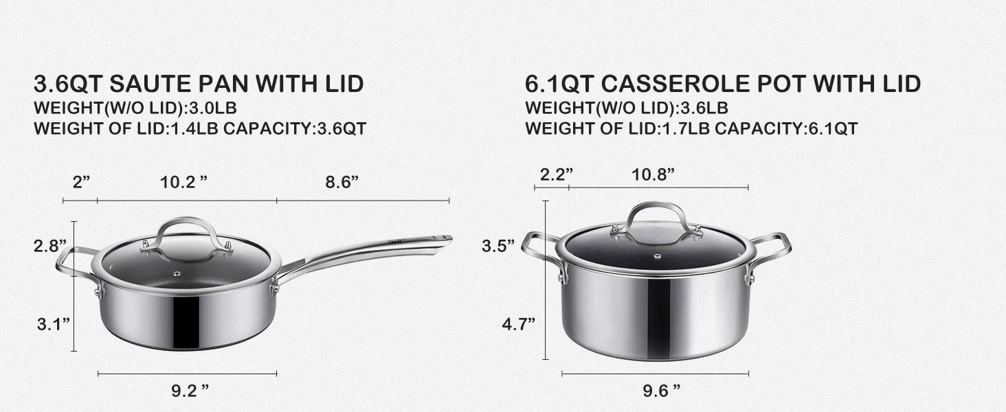 SNOWCLAD 10-Pcs & 14-Pcs Hybrid Cookware Set with Lids – Nonstick Stainless Steel Pots and Pans Set, Dishwasher Safe, Induction Ready, Non-Toxic & PFOA Free #SummerWins