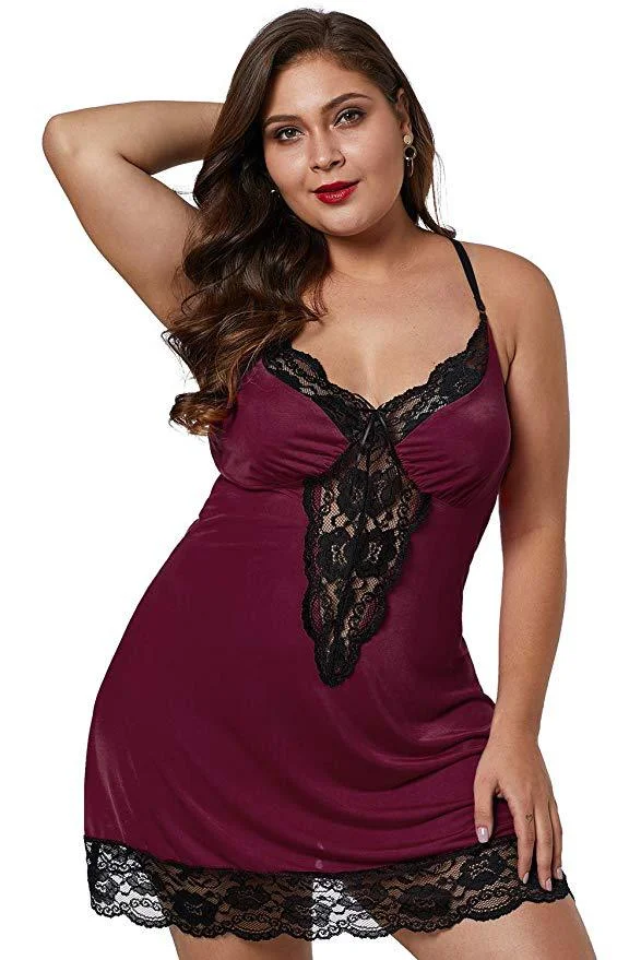 Churchf Sex Lingerie Sexy Plus-Size Women's Sling Lace Lace Satin Cloth Pyjab