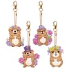 4Pcs Diamond Painting Double Sided Groundhog Keychain Pendant for Beginners
