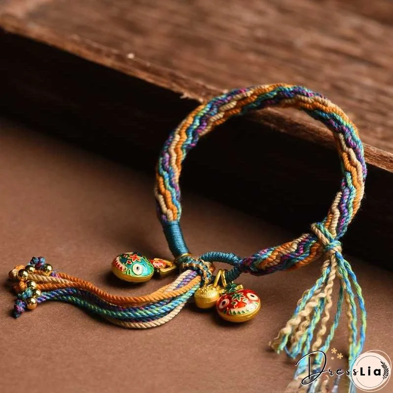 Handwoven Tibetan Style Cotton Rope Reincarnation Jewelry Bracelet Swallowing Gold Beast Hand Rope Bracelet